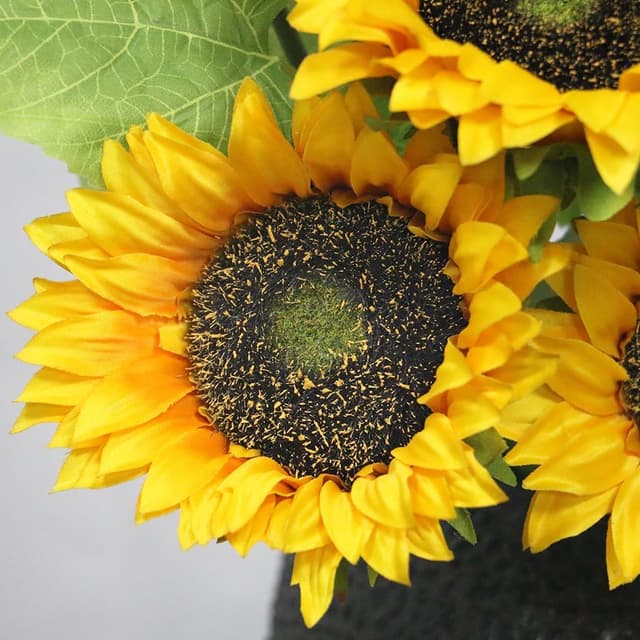 Detalle de Olrla 6er Set künstliche Sonnenblumen Tuff mit langem Stiel, gelb – für Tischmitte & DIY-Arrangements (ohne Vase)