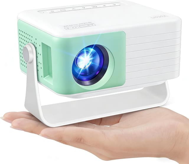 Detalle de YOTON Y3 Mini Beamer – tragbarer Projektor mit integriertem Lautsprecher und drehbarem Ständer (grün)