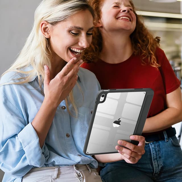 Detalle 2 de Coque Vobafe pour iPad A16 (11e/10e génération) avec porte-stylet, étui 11 pouces avec dos PC transparent et support trifold gris sidéral