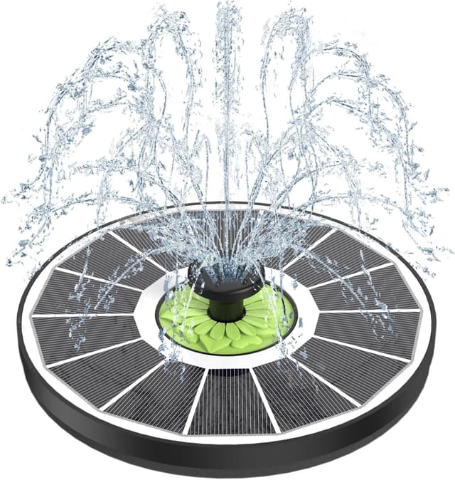 Detalle de SZMP Solar Springbrunnen 3,5W Glas-Teichpumpe mit 7 Düsen und 4 Rohren für Garten, Teich & Vogelbad (weiß)
