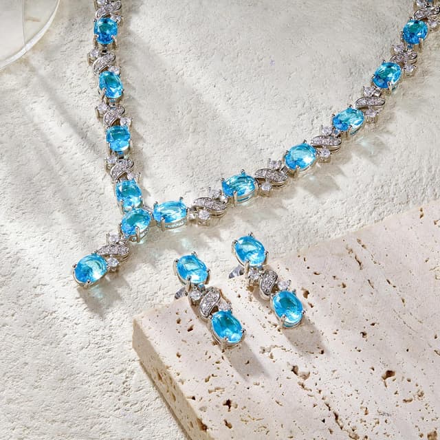 Detalle de Parure mariage Clearine « Délicat Femme » collier + boucles d’oreilles en Zircon/Zirconium