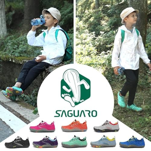 Detalle de SAGUARO Barefoot zapatillas trail running minimalistas para niños y niñas (verde, 35 EU)