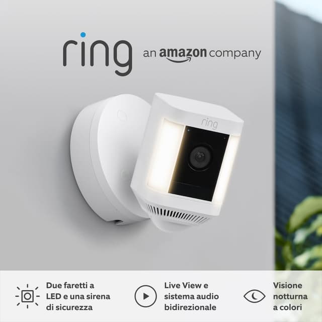 Detalle 1 de Ring Videocamera Plus con faretti plug-in (Spotlight Cam Plus) per esterni con video HD 1080p e audio bidirezionale