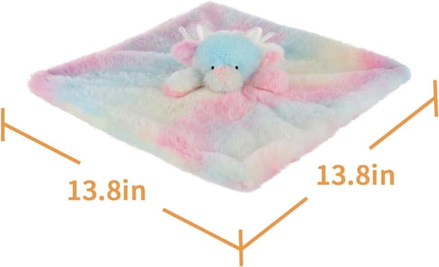 Detalle 2 de Apricot Lamb colourful dragon security blanket plush lovey