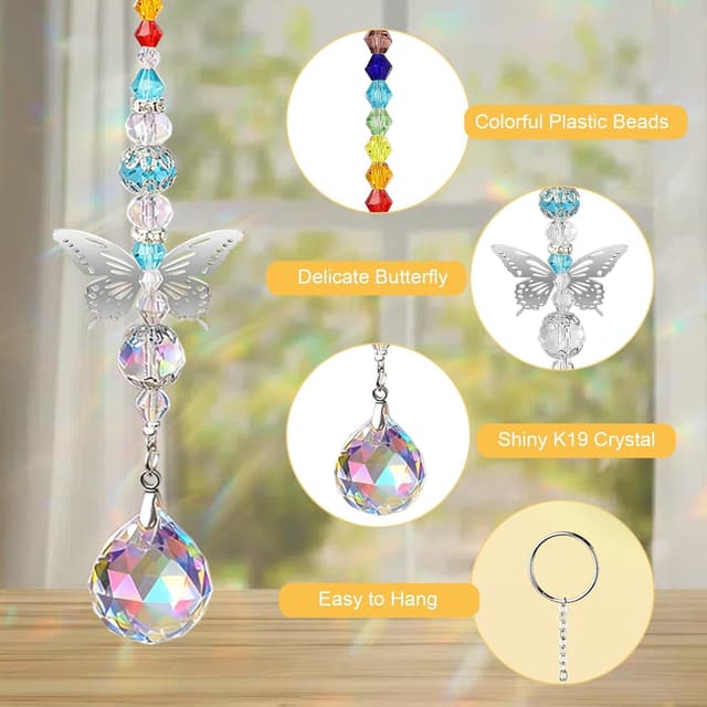 Detalle de EEEKit 6PCS Butterfly Crystal Sun Catchers (crystal prism rainbow window ornaments)