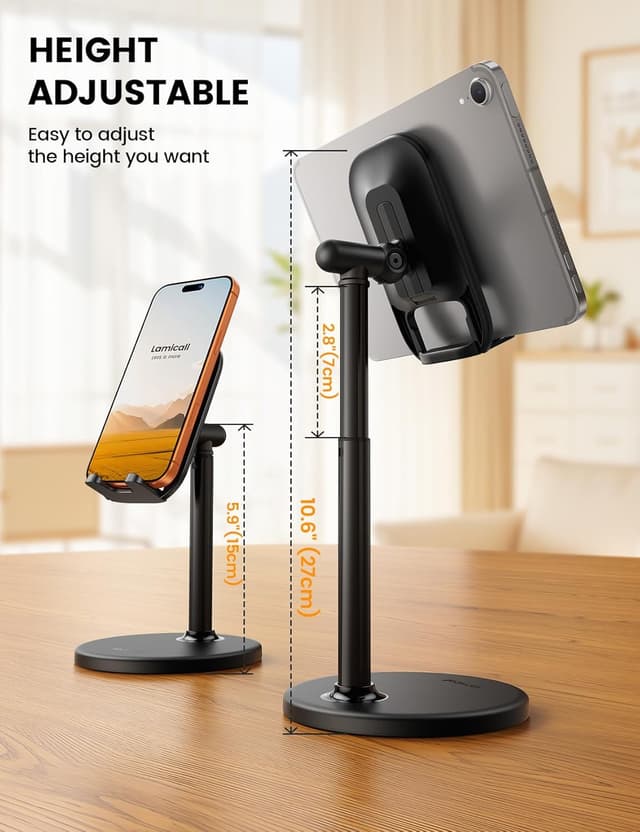 Detalle 2 de Lamicall desk phone stand with height and angle adjustment (150–270mm) for 4–8 inch mobiles