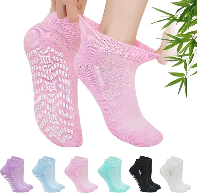 Detalle de LOFIR Ankle Diabetic Socks for Women (bamboo, non-slip grippers, cushioned sole) – 6 pairs