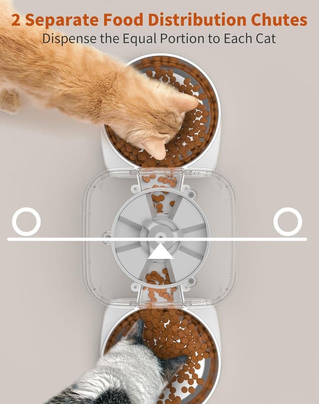 Detalle de HoneyGuaridan 3.5L Automatic Cat Feeder for Two Cats (Timed, Programmable Up to 6 Meals)