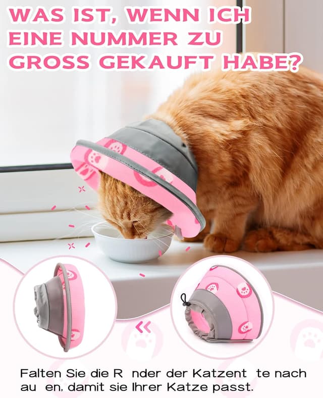 Detalle 2 de Supet Halskrause Katze – einstellbarer weicher Schutzkragen aus EPE (Pink, S)
