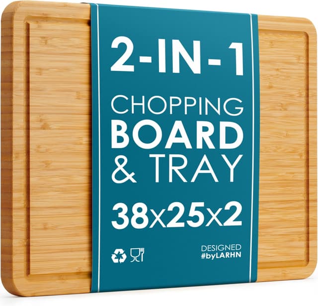 Thumbnail 6 de LARHN Premium Organic 2-in-1 Bamboo Cutting Board 44x30x2cm 🍽