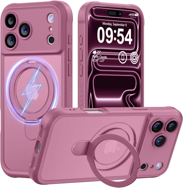 Detalle de MOCCA Design for iPhone 17 Pro Case with MagSafe, Invisible Magnetic Ring Stand & Military Drop Protection (Lavender Purple)