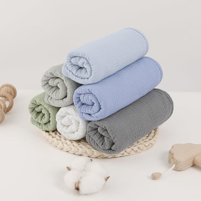 Thumbnail 2 de Bearmoss Moltontücher Baby Spucktücher aus 100% Baumwolle – 6er Pack 50x25 cm (BlauGrün)