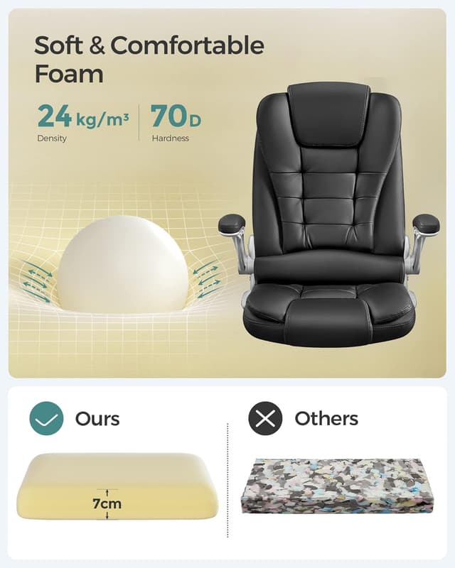 Thumbnail 6 de SONGMICS Office Swivel Chair (PU OBG51BUK) with 76 cm high back and flip-up armrests