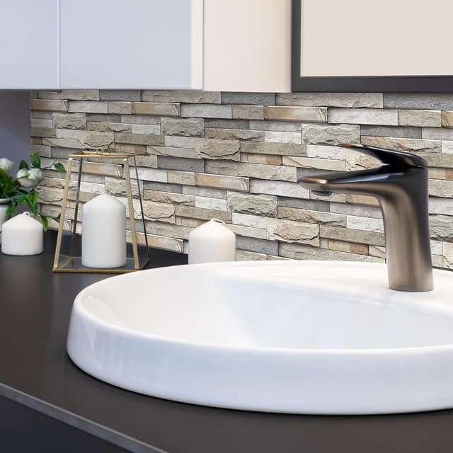 Detalle de Küchen Fliesenaufkleber – Mosaik Fliesenfolie selbstklebend, 24 Stück (15 x 30 cm) für Küche & Bad