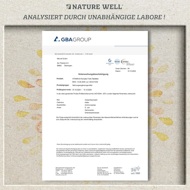 Detalle 1 de Vitamin B Komplex von NatureWell 180 Tabletten