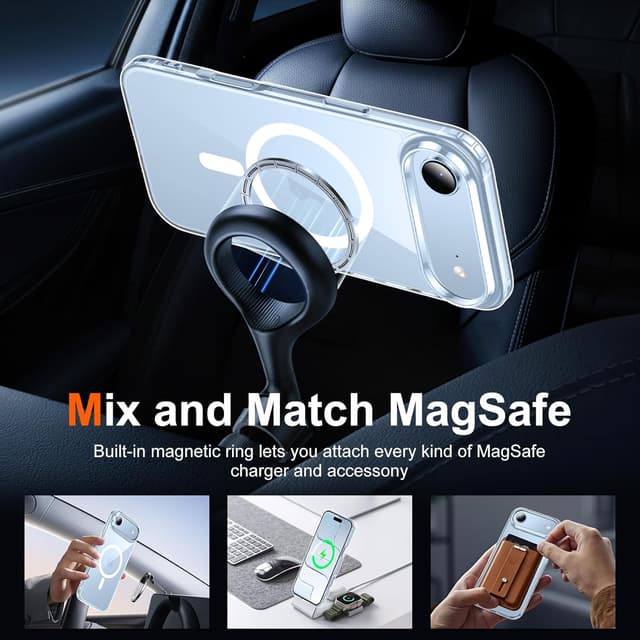 Detalle de Temdan Designed for iPhone 17 Air 6.5" Clear MagSafe Shockproof Case with 9H Screen Protector