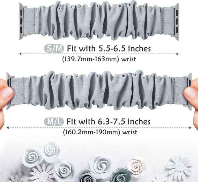 Detalle de DigiHero Scrunchie-style Apple Watch strap (40/41/42/44/45/46mm compatible) in Grey