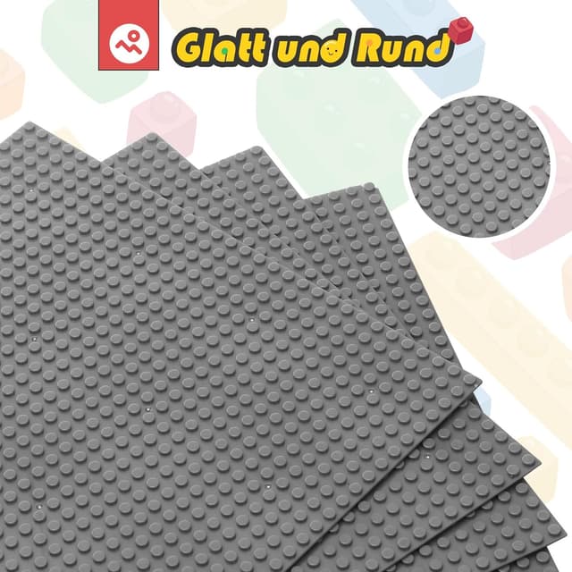 Detalle de HUIZDQ 8 klassische Grundplatten für Bauklötze (32 x 32 Noppen), grau – Standardformat 25,5 x 25,5 cm
