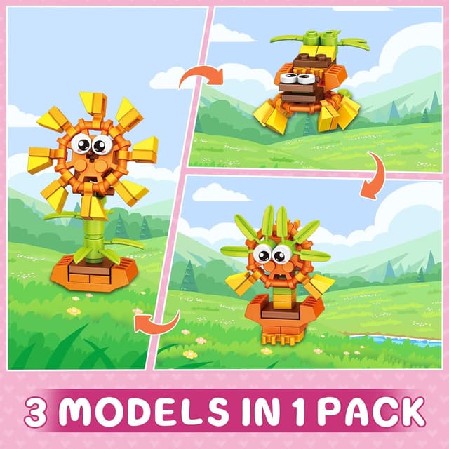 Detalle de IMCUAMK 36 Packs Valentines Party Favors Flower Building Blocks Set