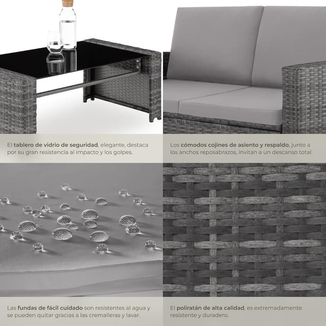 Thumbnail 4 de tectake® Conjunto Jardín Ratán para 4