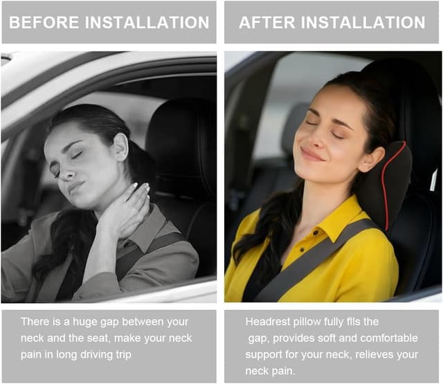 Thumbnail 4 de Alaoo Cuscino Poggiatesta Auto con memory foam, traspirante e regolabile (1 pezzo, finiture rosse)