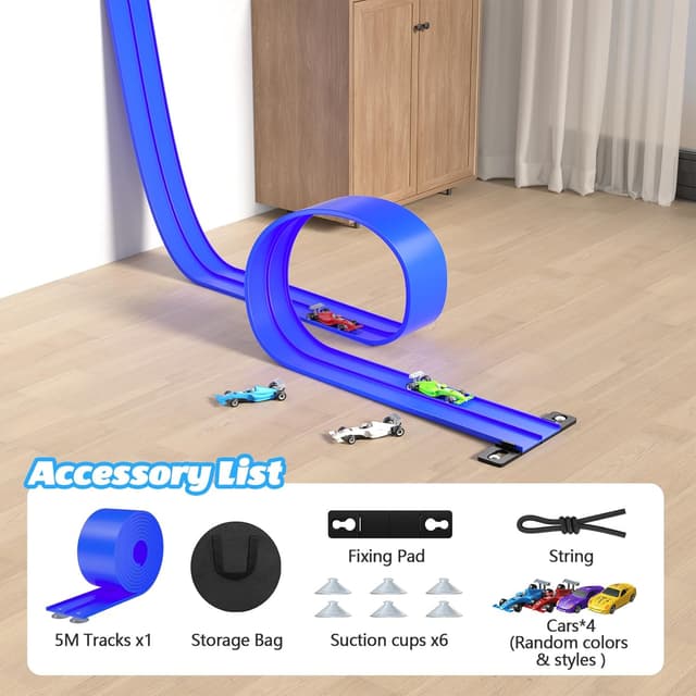 Thumbnail 1 de 5M Flexible Race Track with 4 Cars