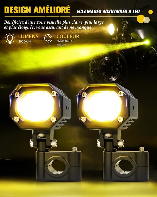 Thumbnail 1 de BraveWAY Feux Additionnels Moto 70W 30000LM