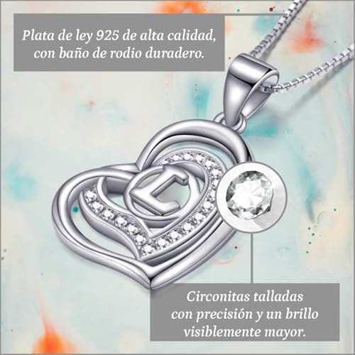 Detalle 2 de Morella Collar plata 925 con letra L
