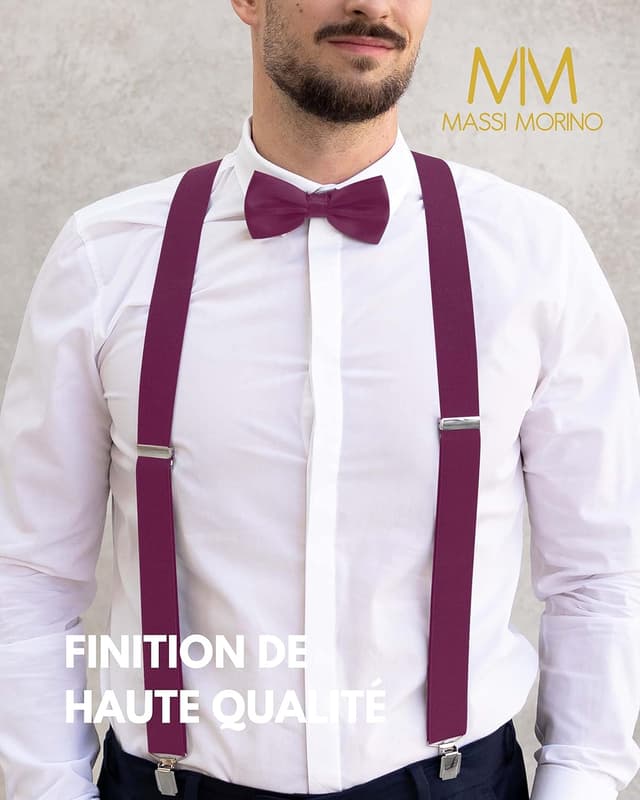 Detalle 2 de Massi Morino bretelles avec nœud papillon 3,5 cm