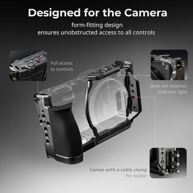 Detalle de SmallRig HawkLock 5904 quick release extension cage for Nikon ZR (Arca plate, handle) – 5904