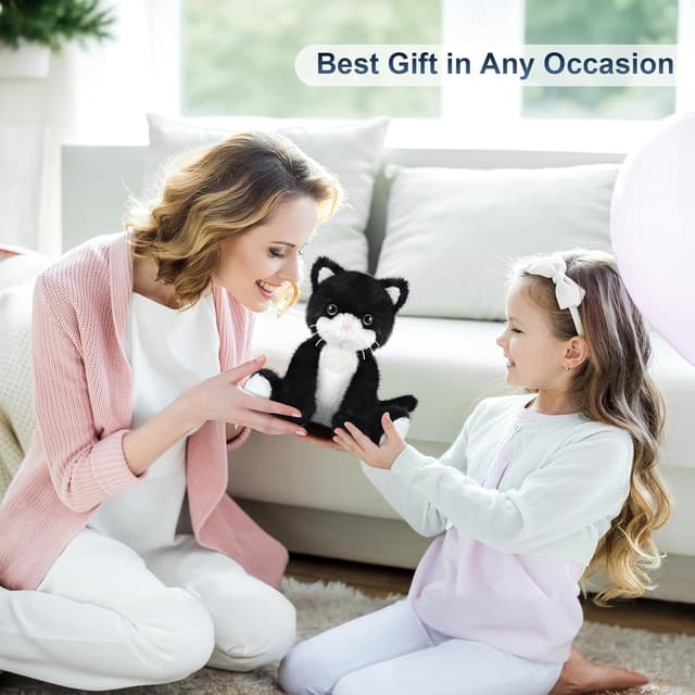 Detalle 2 de SuzziPals Heated Black & White Cat Plush with Lavender