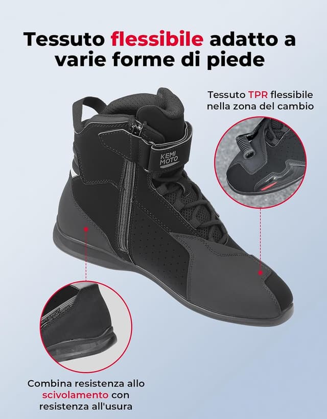Detalle de KEMIMOTO Scarpe Moto Uomo certificate CE, traspiranti e con supporto alla caviglia