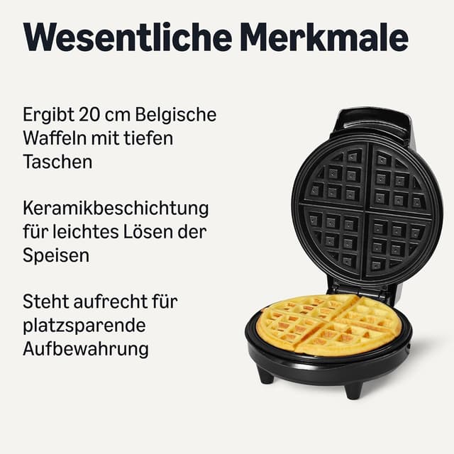 Thumbnail 1 de Amazon Basics Belgisches Waffeleisen 20 cm Keramik-Antihaftplatte