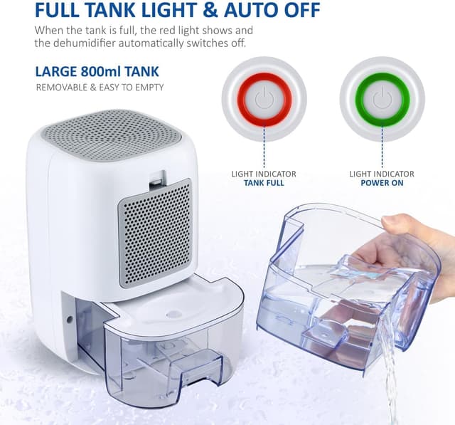 Detalle de NETTA Dehumidifier 800ml Mini Air Dehumidifier (White, Energy Class A+++)