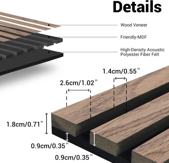 Detalle 2 de JUWEI DIRECT AKK-Star Folding Acoustic Panels (Walnut 4#) – 2400x600mm wooden wall panels set