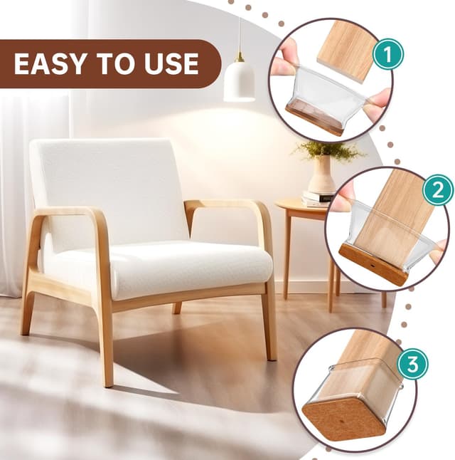 Detalle 2 de Gommini per sedie rettangolari (24 pezzi) con feltrini in silicone per pavimenti in legno duro