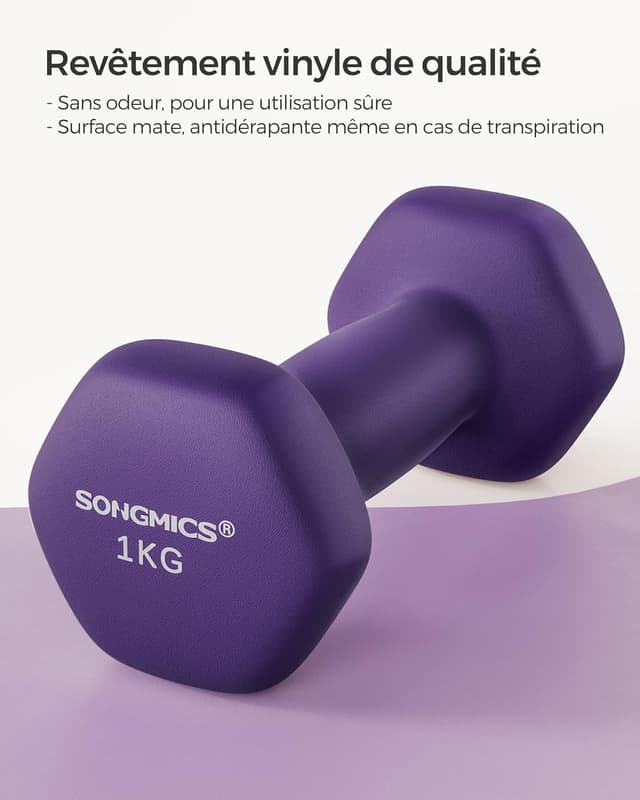 Detalle de Lot de 2 haltères hexagonaux SONGMICS en néoprène