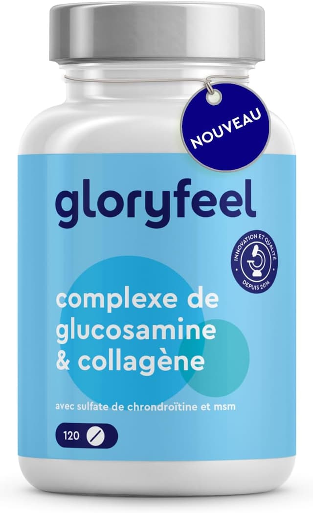 Detalle de Glucosamine Chondroïtine MSM enrichi en collagène & acide hyaluronique – 120 comprimés, formule 6 en 1