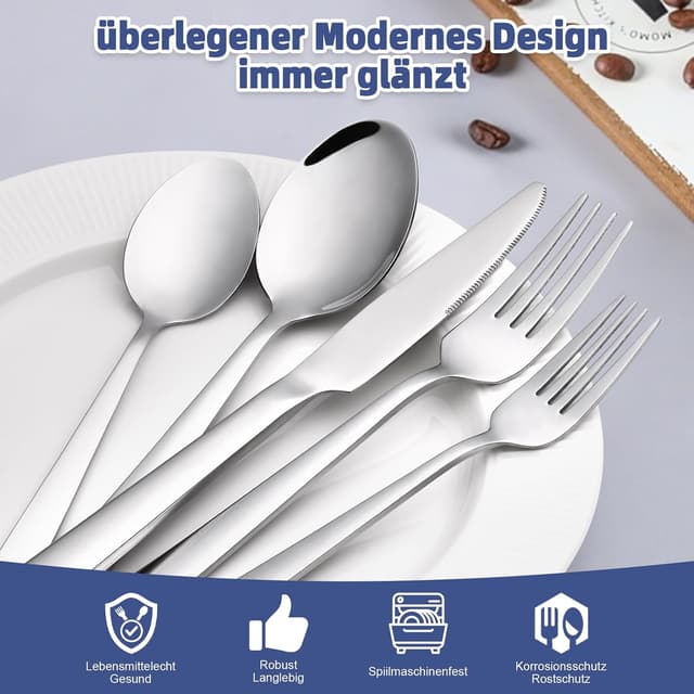 Thumbnail 2 de Bastwe 36-teiliges Edelstahl Besteckset 6 Personen