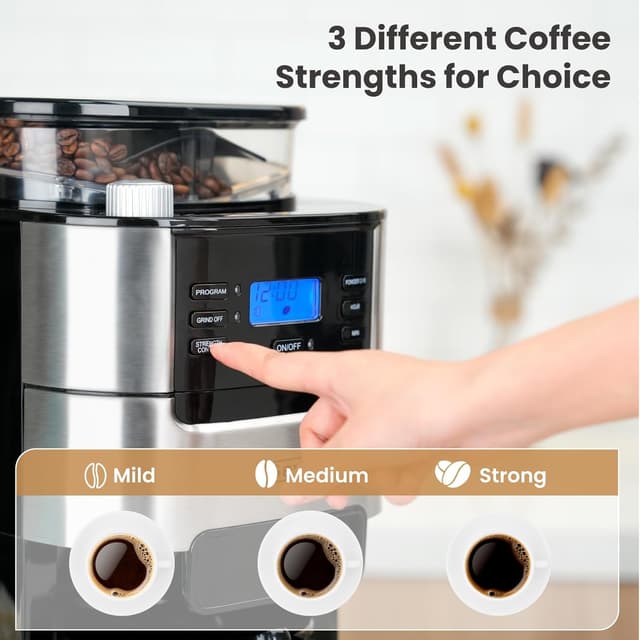 Detalle 2 de Gevi 10-Cup Coffee Maker with Grinder 1.5L