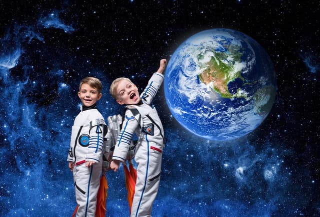 Detalle 2 de CORFOTO Fabric 10x8ft space-themed backdrop for photo booths, events and room decoration