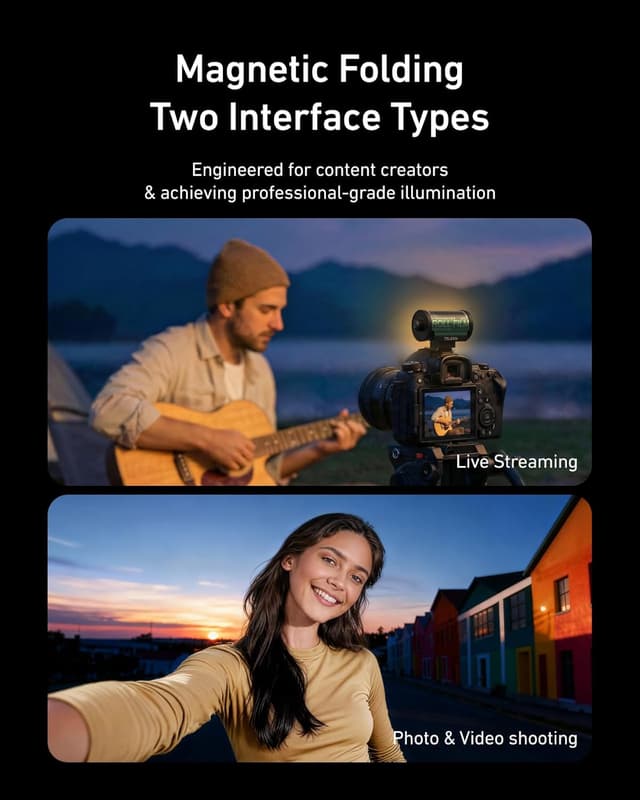 Detalle de TELESIN Magnetic Bi-Colour LED Video Light (Cold Shoe Mount) for DSLR & mirrorless