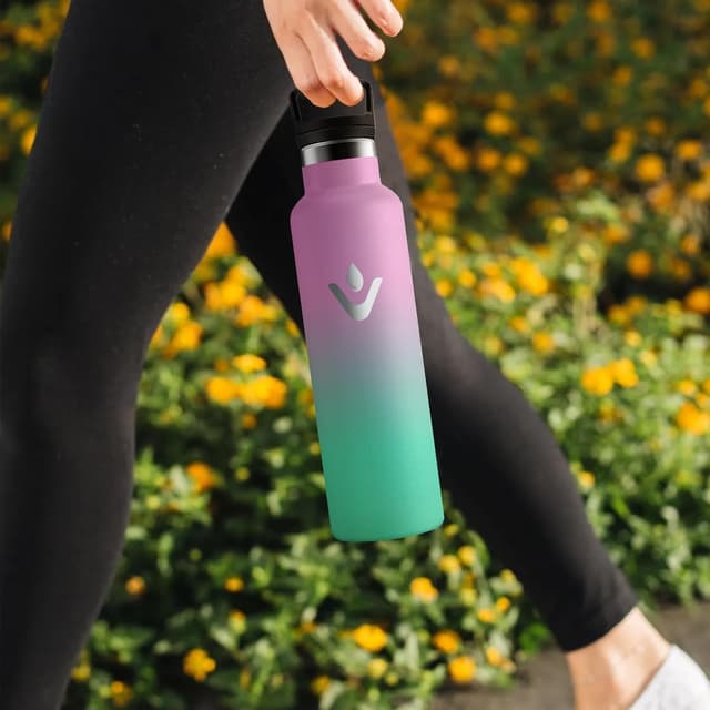 Detalle de Motswedi borraccia termica da 750 ml in acciaio 18/8, senza BPA (rosa chiaro&verde chiaro)