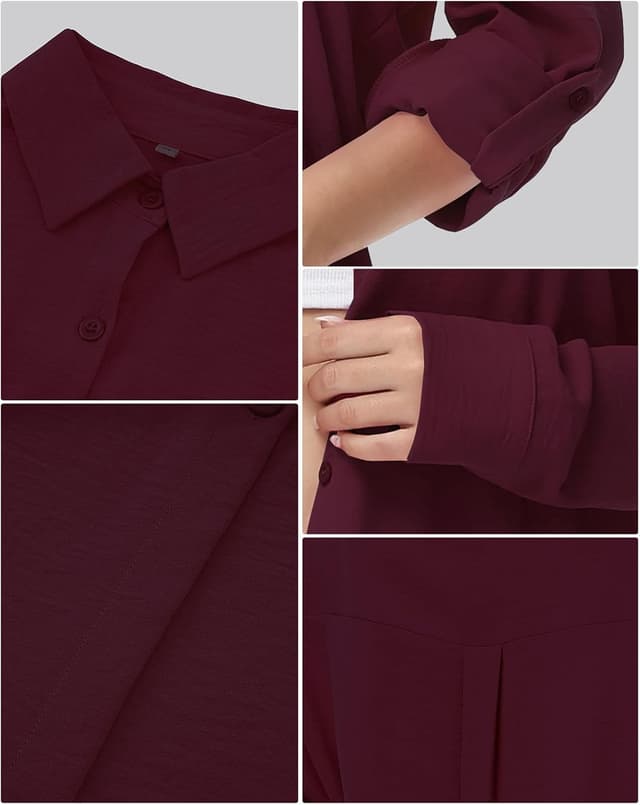 Detalle de Tanmolo Damenbluse mit V-Ausschnitt – langarm Hemdbluse zum Knöpfen im lässigen Boyfriend-Style