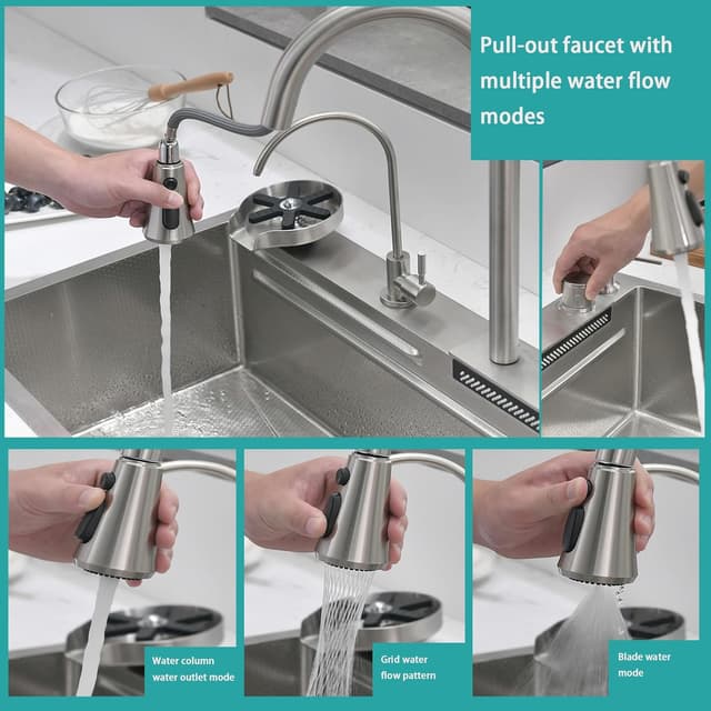 Thumbnail 2 de Bokaiya Kitchen Sink Multifunction Waterfall 75x45cm