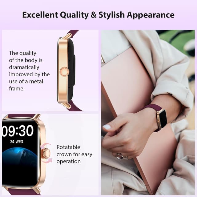Detalle 2 de Yoever Smart Watch for Women with Bluetooth 5.3 Calling, 1.85" HD Display, Fitness & Health Tracking