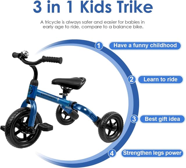 Detalle de YGJT 3-in-1 Tricycle for Toddlers (Age 2–5) — Folding Training Trike With Adjustable Seat