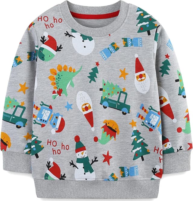 Detalle de MUJOQE Jungen Weihnachtspullover aus Baumwolle mit Weihnachtsmann- & Rentier-Motiven (92–122)