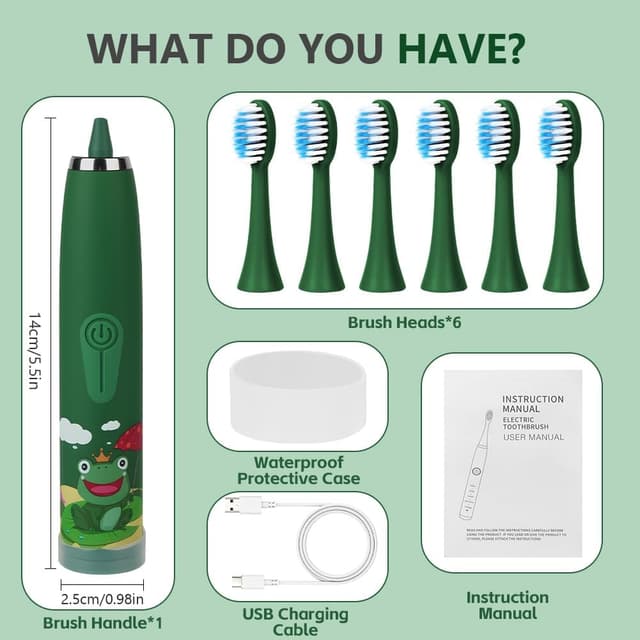 Detalle 2 de Vicloon Spazzolino Elettrico per Bambini con timer intelligente e 6 testine sostituibili (IPX6)