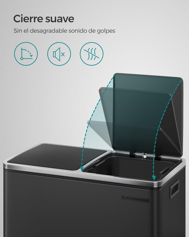 Thumbnail 5 de SONGMICS Cubo de basura 2 compartimentos 30L ♻️ Hermético Negro